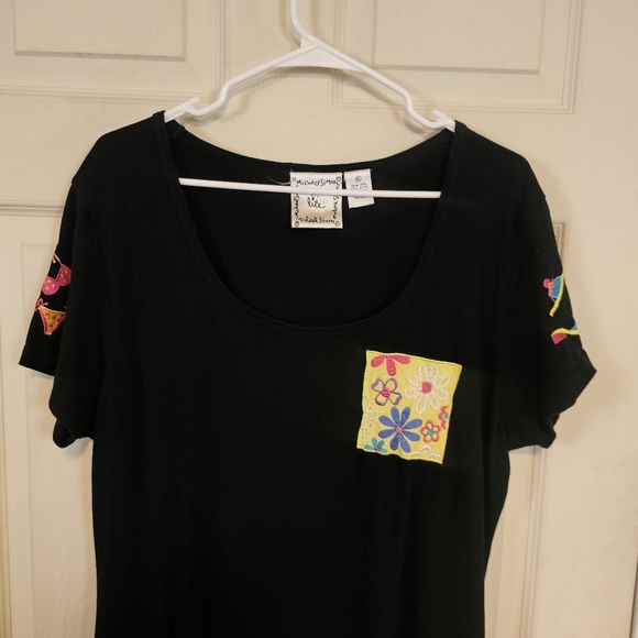 Michael Simon Vintage Beach Vacation Embroidered Patchwork Tshirt Dress - Picture 7 of 7